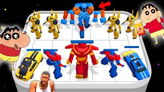 NOOB vs PRO vs HACKER in MERGE BATTLE CAR with SHINCHAN and CHOP screenshot 2