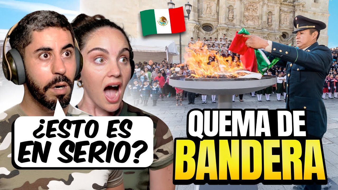 🇲🇽 ¡ESPAÑOLES FLIPAN! Así queman con honor la bandera en México 🇲🇽🔥 (Acto oficial)