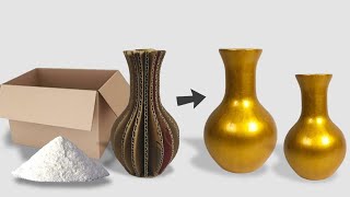 Cara membuat vas bunga dari semen putih/kardus bekas