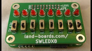 SWLEDX8 Card Set - 8 LEDs, 8 Switches over I2C