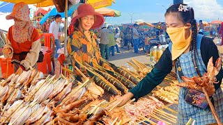 Cambodia Seafood Paradise! Best Food at Crab Market - Shrimp, Squid, Oyster, Fish, & More, So Yummy!