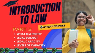 INTRO TO LAW PART 2 :  RIGHTS ///  LEGAL SUBJECTS /// LEGAL CAPACITY