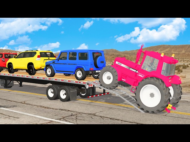 Flatbed Truck Mcqueen | Transportation with Truck - Pothole vs Car # - BeamNG.Drive