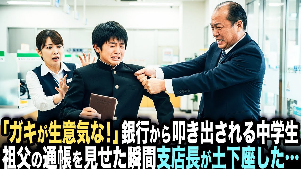 祖父の残した工場への融資を求めた中学生が銀行員に「ガキのクセに生意気だ！」と叩き出されたが、祖父の通帳を見せた瞬間、支店長が土下座した…