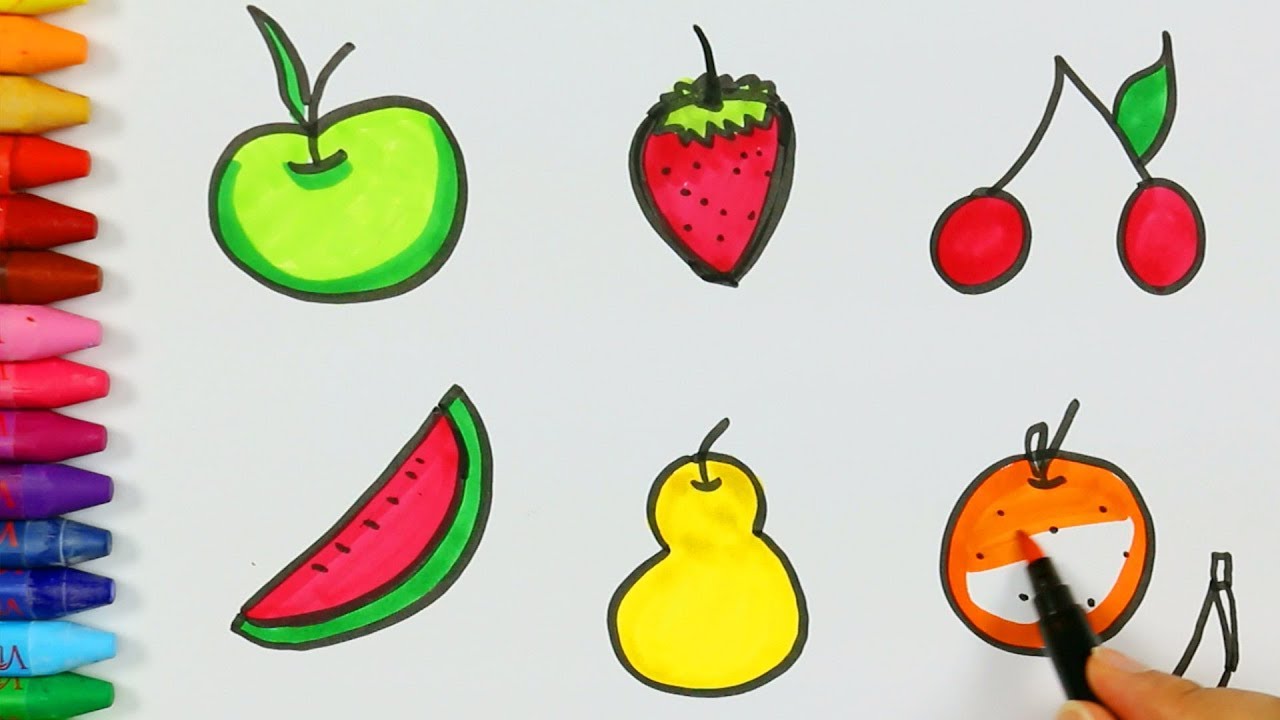 Dibujar frutas juego de pintar con ABC cancion 🍎 | Cómo ...