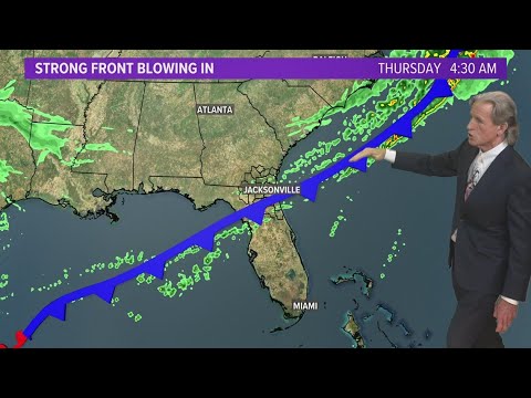 Cold front blows in Thursday with damp weather for the weekend - YouTube