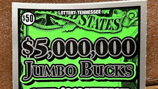 Tennessee Lottery $5,000,000 Jumbo Bucks $50 ticket