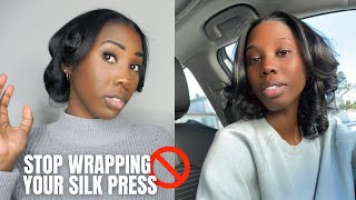 How To Maintain Your Silk Press \& Curls Overnight Without Wrapping! | Pin Curls Tutorial