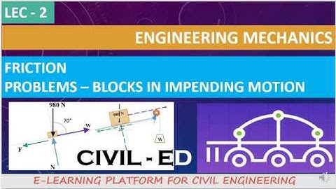 ENGINEERING MECHANICS - LEC - 2 - BLOCK FRICTION PROBLEMS