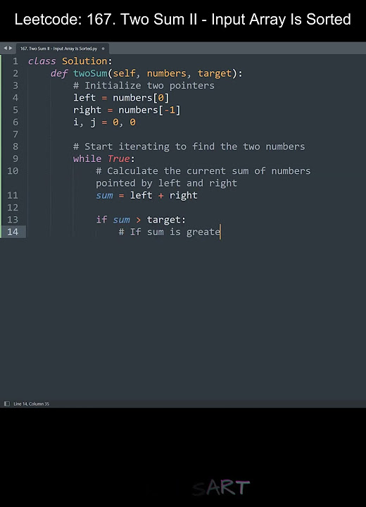 Leetcode 167. Two Sum II - Input Array Is Sorted in Python | Python ...
