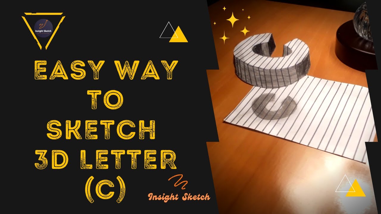 Easy 3D Art Tricks On Line Paper, Floating Letter C.