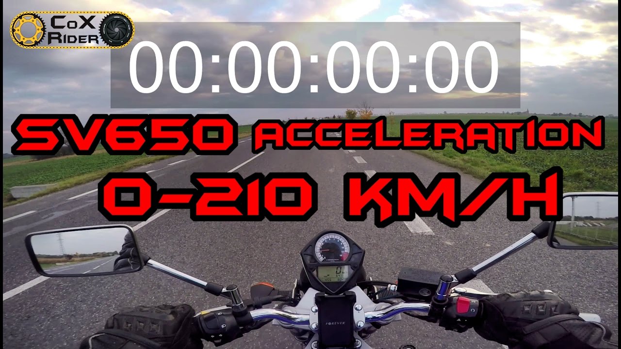 Acceleration Suzuki SV650 K3 0-210 km/h CoX Rider