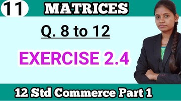 maths 12th class chapter 2 matrices exercise 2.4 | Commerce Part 1 Maharashtra state board
