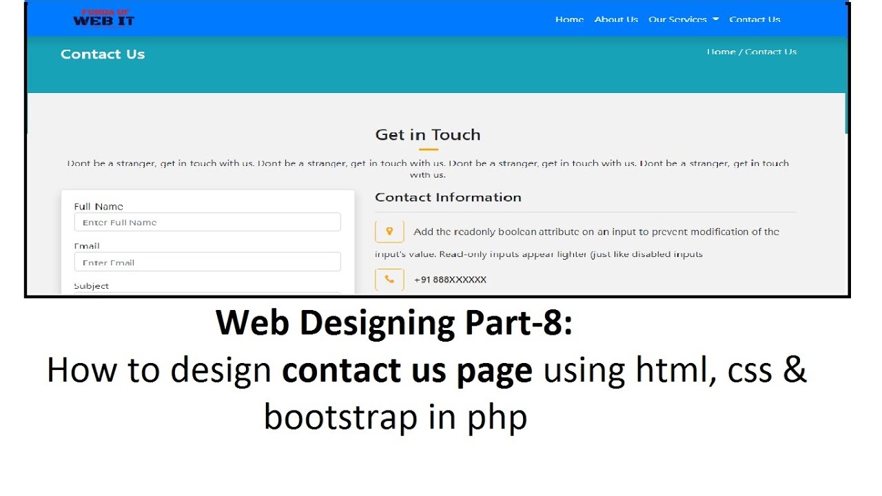 Web Designing Part-8: How to design contact us page using html, css ...