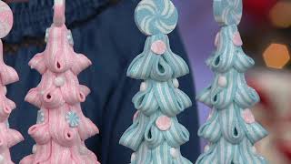 Set of (2) 16" Peppermint Candy Trees by Valerie on QVC