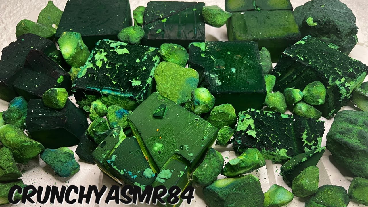 Green Flakey Dyed Chalk & Plain Fresh Blocks | Oddly Satisfying | ASMR | Sleep Aid