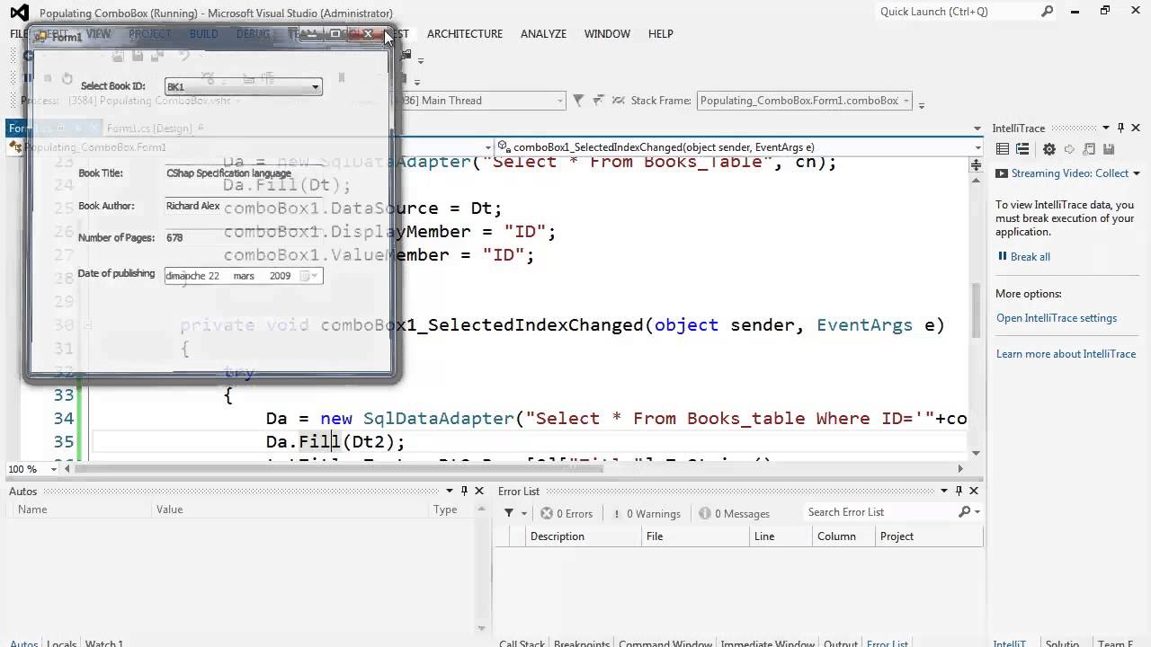 97. برمجة قواعد البيانات -  مشاهدة التفاصيل عند الاختيار من الكومبوبوكس ComboBox