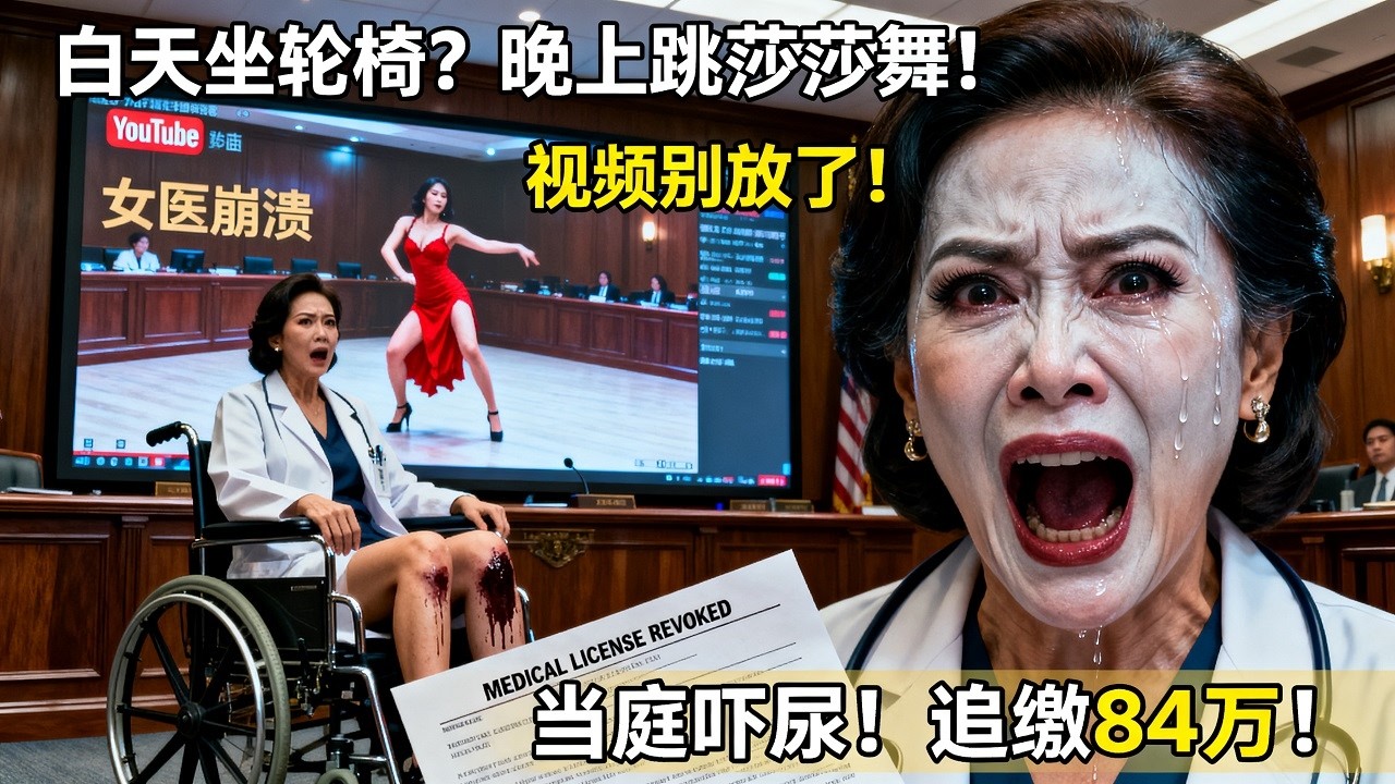 华人女医生开特斯拉领残疾福利8年骗$28万，被私家侦探跟拍发现：白天坐轮椅晚上跳莎莎舞！法庭播放视频她当场尿裤子，判3年+追缴$84万+吊销医师执照！