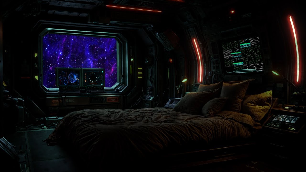 🌌 Drifting to Sleep in a Deep Space Station | Dark Sci-Fi White Noise 😴(No Ads)