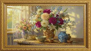 Classic Vintage Flower Painting 🌸 Elegant Romantic Wall Art | TABLO EKRAN | gold vintage frame screenshot 3