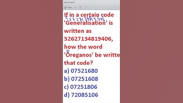 #shorts | If in a certain code Generalisation is written | #reasoning #reasoningquestions #ytshorts