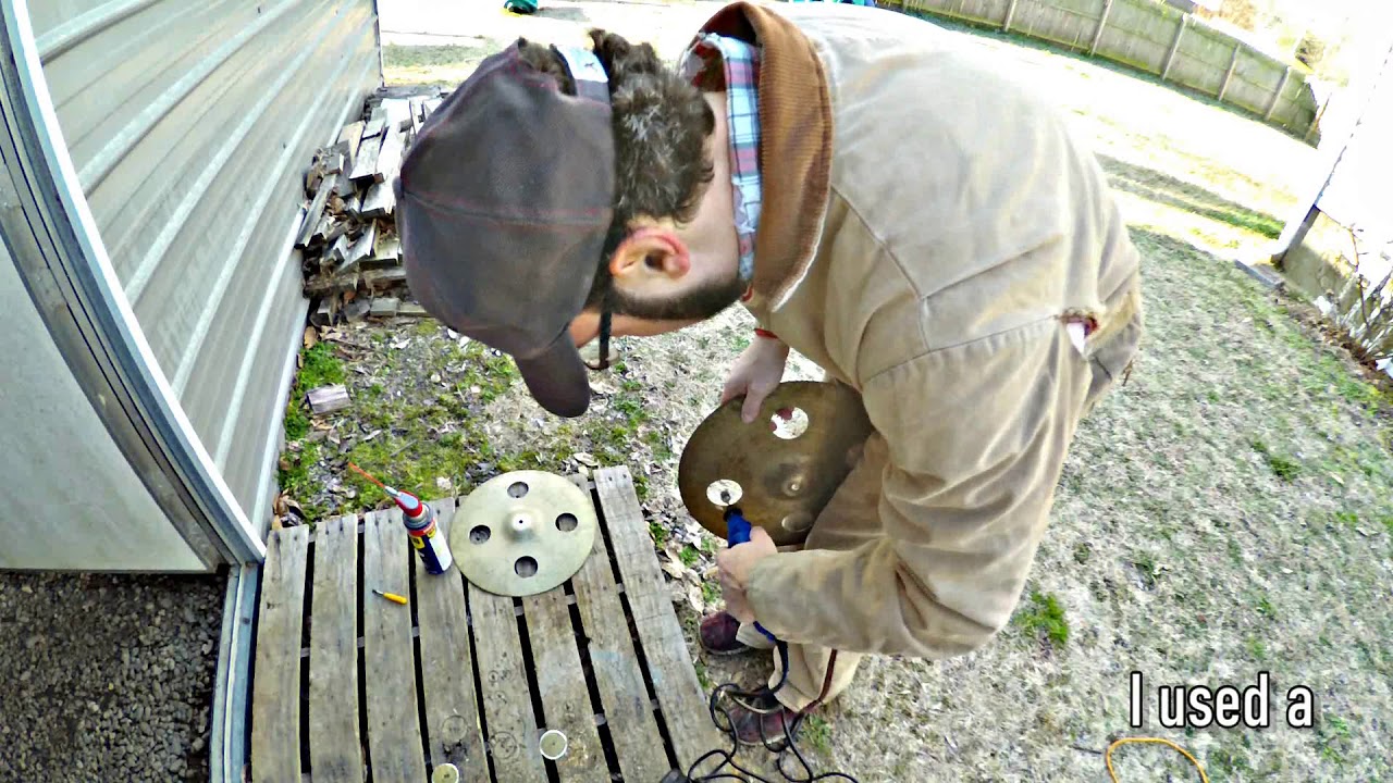 DIY Cymbal Project Drilling Holes to Create OZone/Effect Hihats