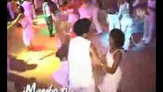 Joel having fun on the Curacao Salsa Tour leading two women, Chandr...