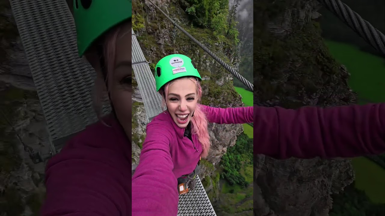 Would you do it?? I finally conquered my fear of heights. 😭🥹 #viaferrata #viaferratamürren