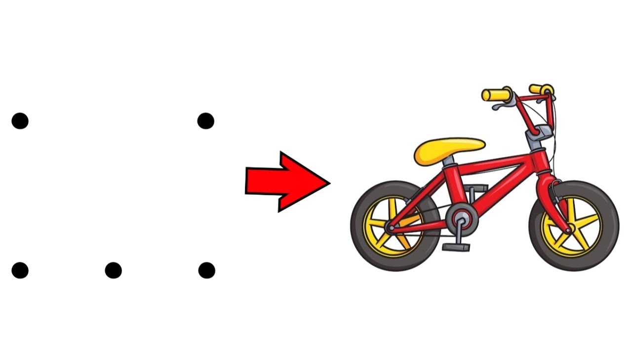 5 बिंदु से साईकिल का अदभुत चित्र ।। Easy bicycle drawing trick 