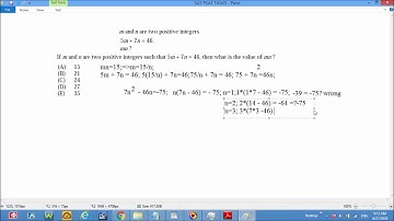 From SAT: If m and n are two positive integers such that 5m + 7n = 46 then what is the value of mn?