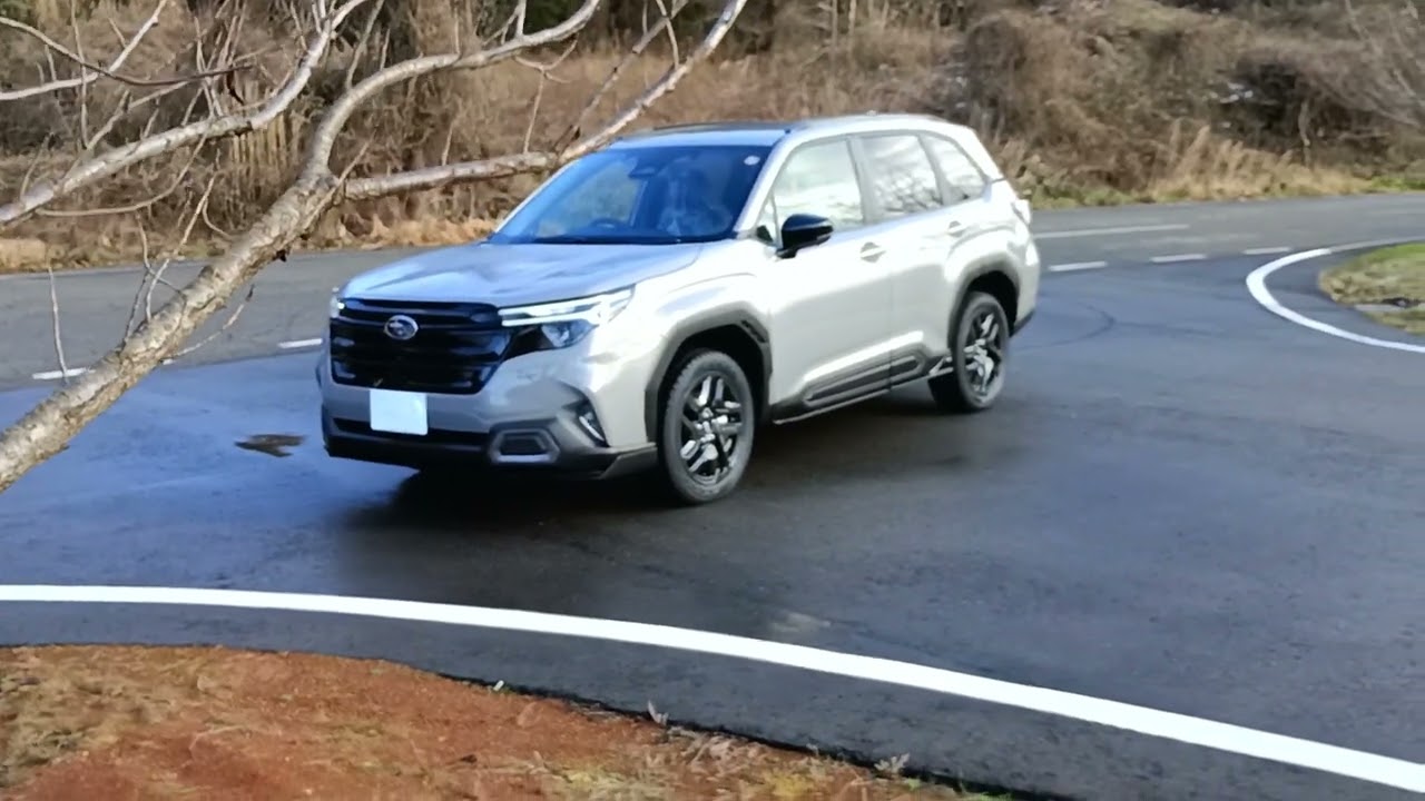 【新型フォレスターblackselection】アクセサリーランプの光量、雨上がりのリバーロック、マフラーや下廻り。アルミペダル、ドアトリムの表皮ブランノーブ、荷室のフック&タグを撮影しました。