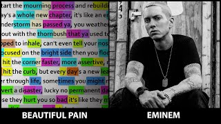 Eminem - Beautiful Pain [Rhyme Scheme] Highlighted