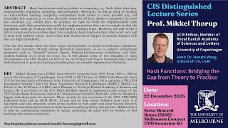 Prof. Mikkel Thorup - "Hash functions: bridging the gap from theory to practice."