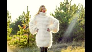White thick fuzzy mohair sweater dress by SuperTanya