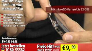 PEARL Mini-MP3-Player "DMP-160.mini" mit microSD-Slot