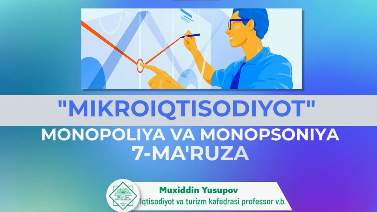 Monopoliya va monopsoniya(7-Ma'ruza)