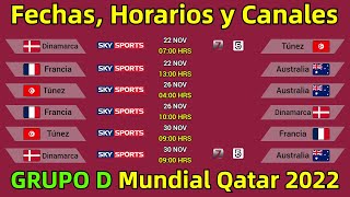 FECHAS, HORARIOS y CANALES CONFIRMADOS para TODOS los PARTIDOS del GRUPO D Mundial QATAR 2022