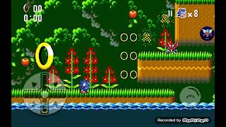 Showing big ring and super sonic in sonic 1 8 Bit (used mobizen and mobizen is for android only)