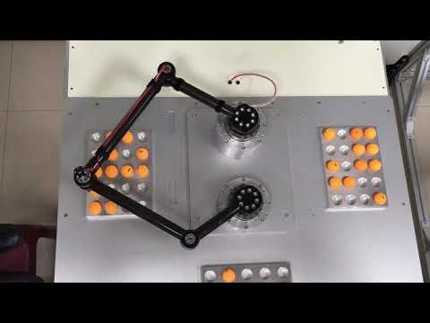 Pentagon Robot, Five-bar robot Parallel linking to lead end-effector (SHOW, top view)