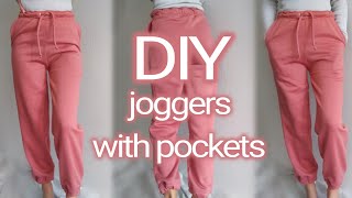 DIY joggers with pockets and drawstring - updated DIY joggers 💕