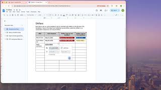 Google Docs: Insert Date Smart chip in a table