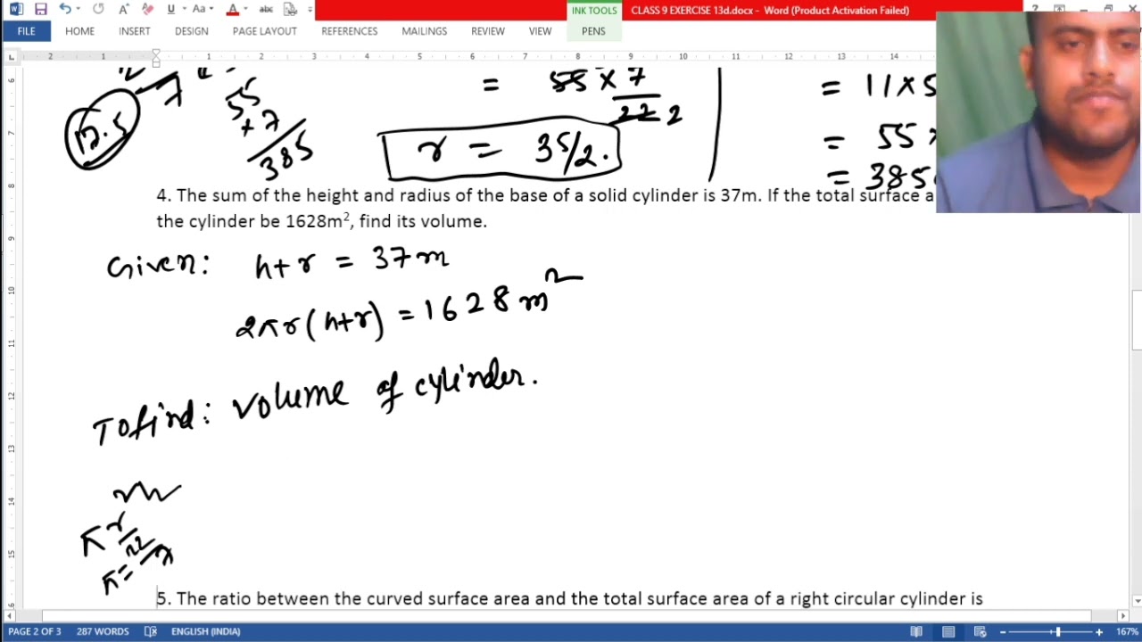 MENSURATION CLASS 9 MBOSE EXERCISE 13D QUESTION 3 &4 