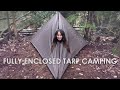 Fully Enclosed Tarp Camping • Pyramid Configuration + Sausage on Fire image