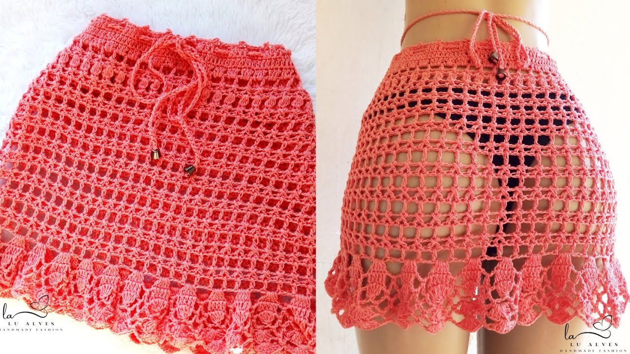 ✂️Saia Curta de Praia em Crochê Passo a passo completo
