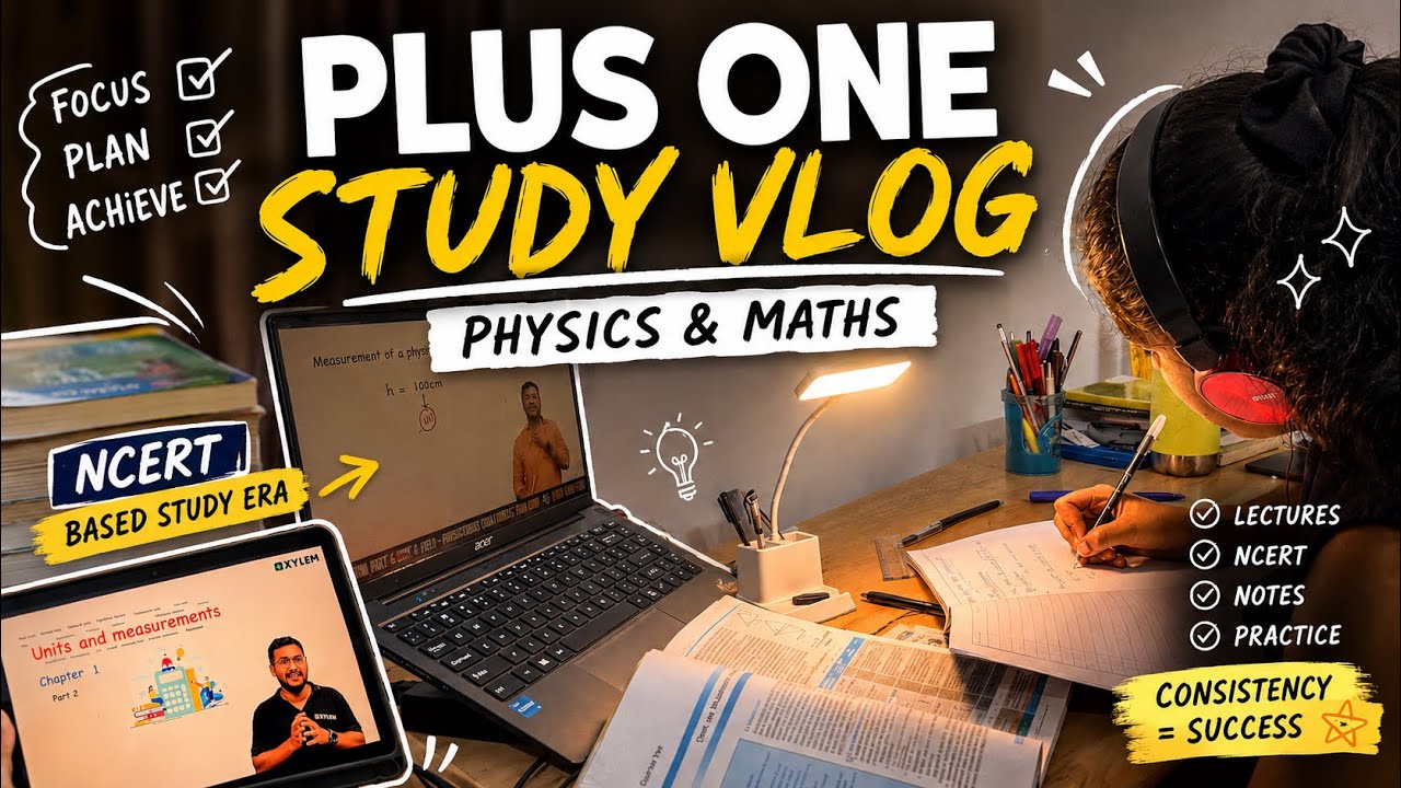 Realistic Plus One Study Vlog |Physics and maths 👀|NCERT, Notes ...