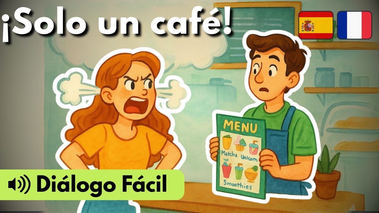 Bilingual Dialogue in French & Spanish | Just a Normal Coffee! (A1-A2)