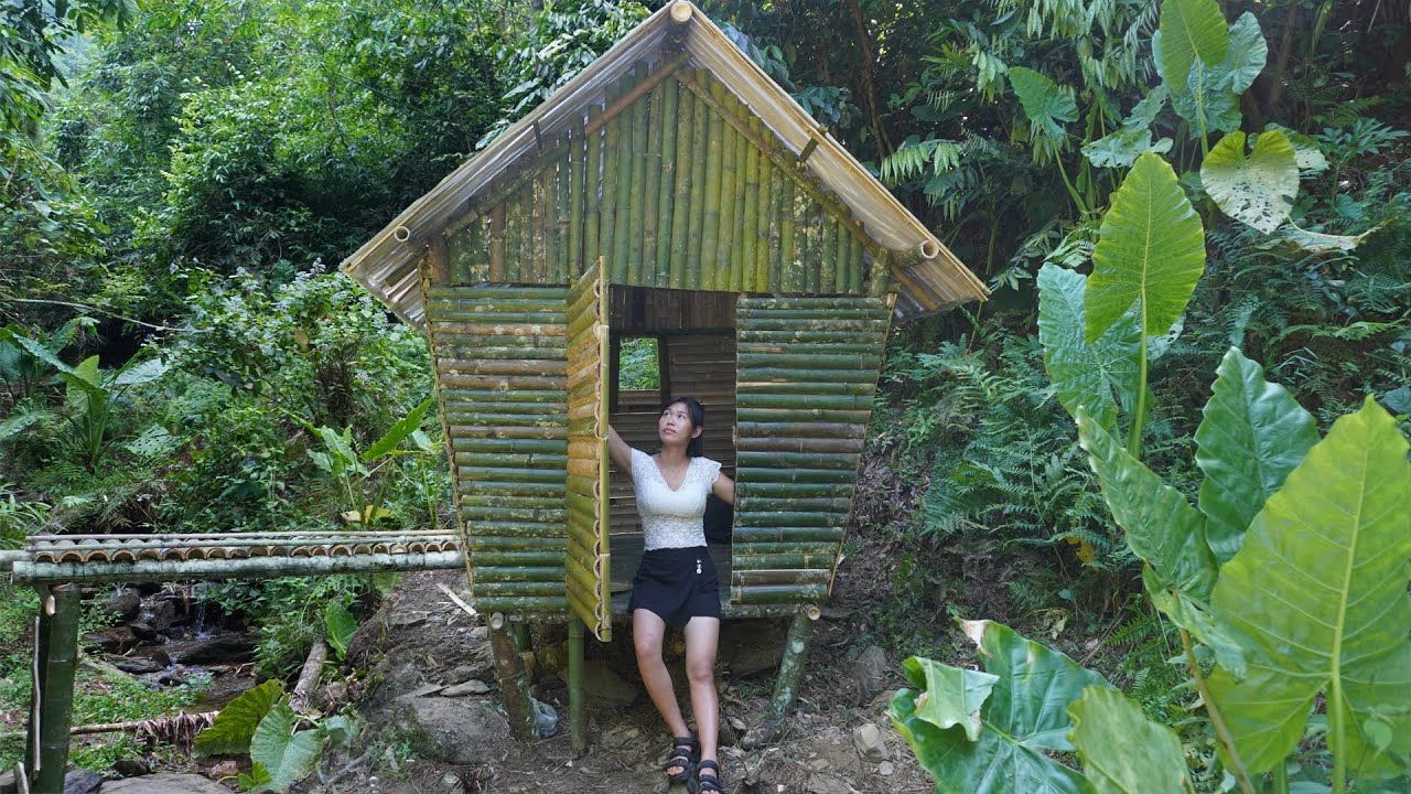 Building Complete Survival Shelter ! Start To Finish | Bushcraft Bamboo ...