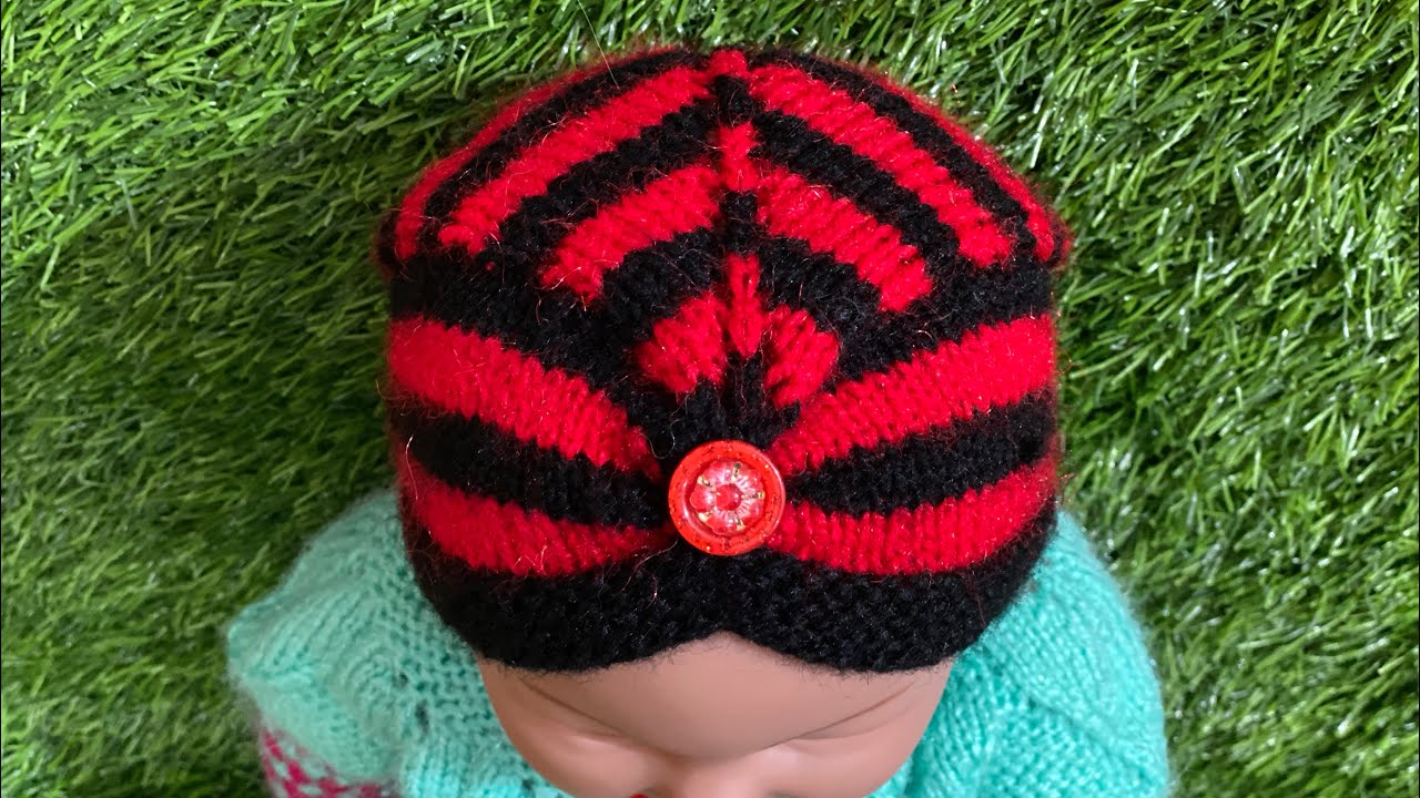 सिर्फ़ 3 फन्दे से बनाये बिल्कुल ही नए तरह का समोसे वाला टर्बन कैप 🧢 । 