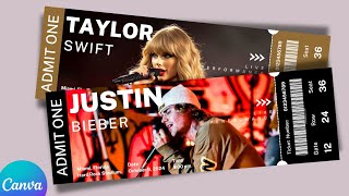 How to Design Music Concert Ticket in Canva | Concert Tickets - Justin Bieber -Taylor Swift screenshot 5
