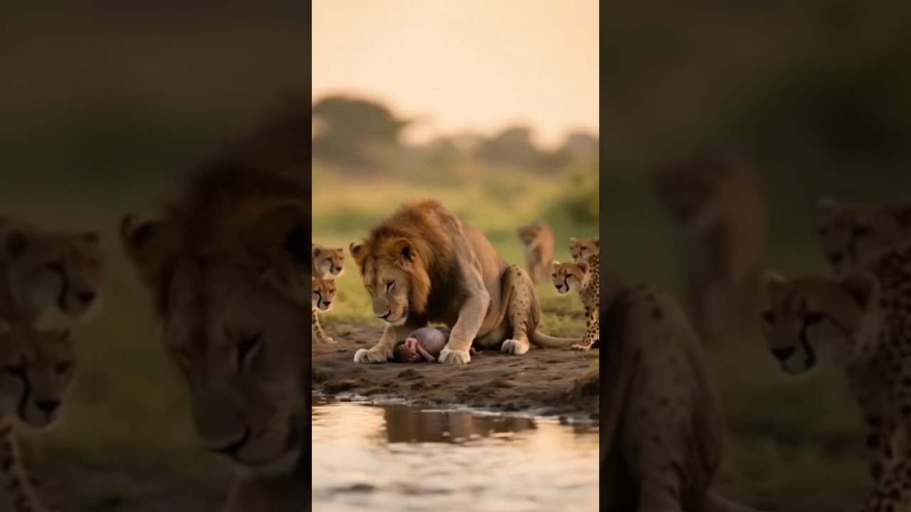 Lioness Gives Birth to a Strange Creature by the River… Cheetahs Close In Slowly! 😱🦁